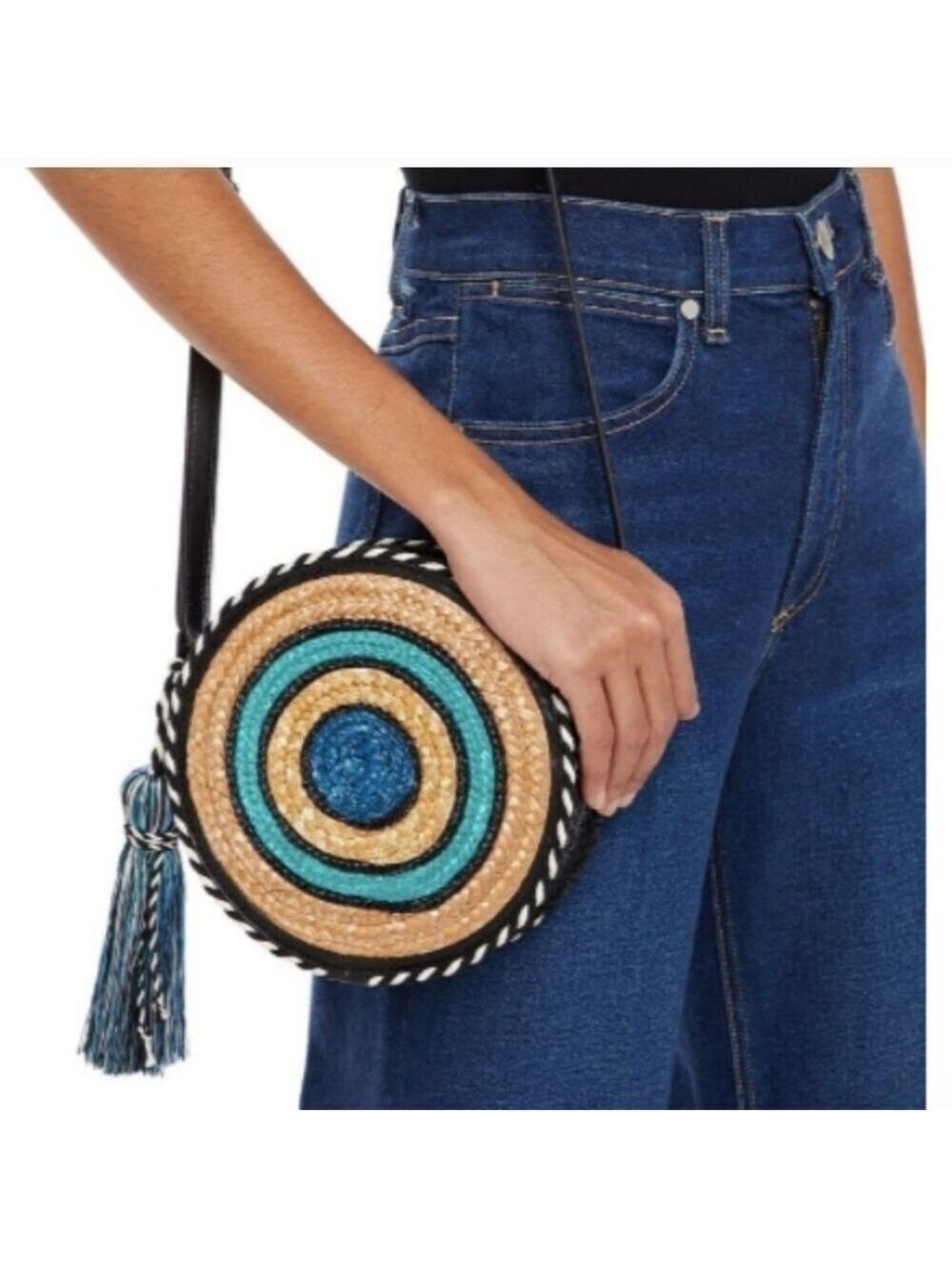 Rebecca Minkoff Straw Colorblock Crossbody Bag